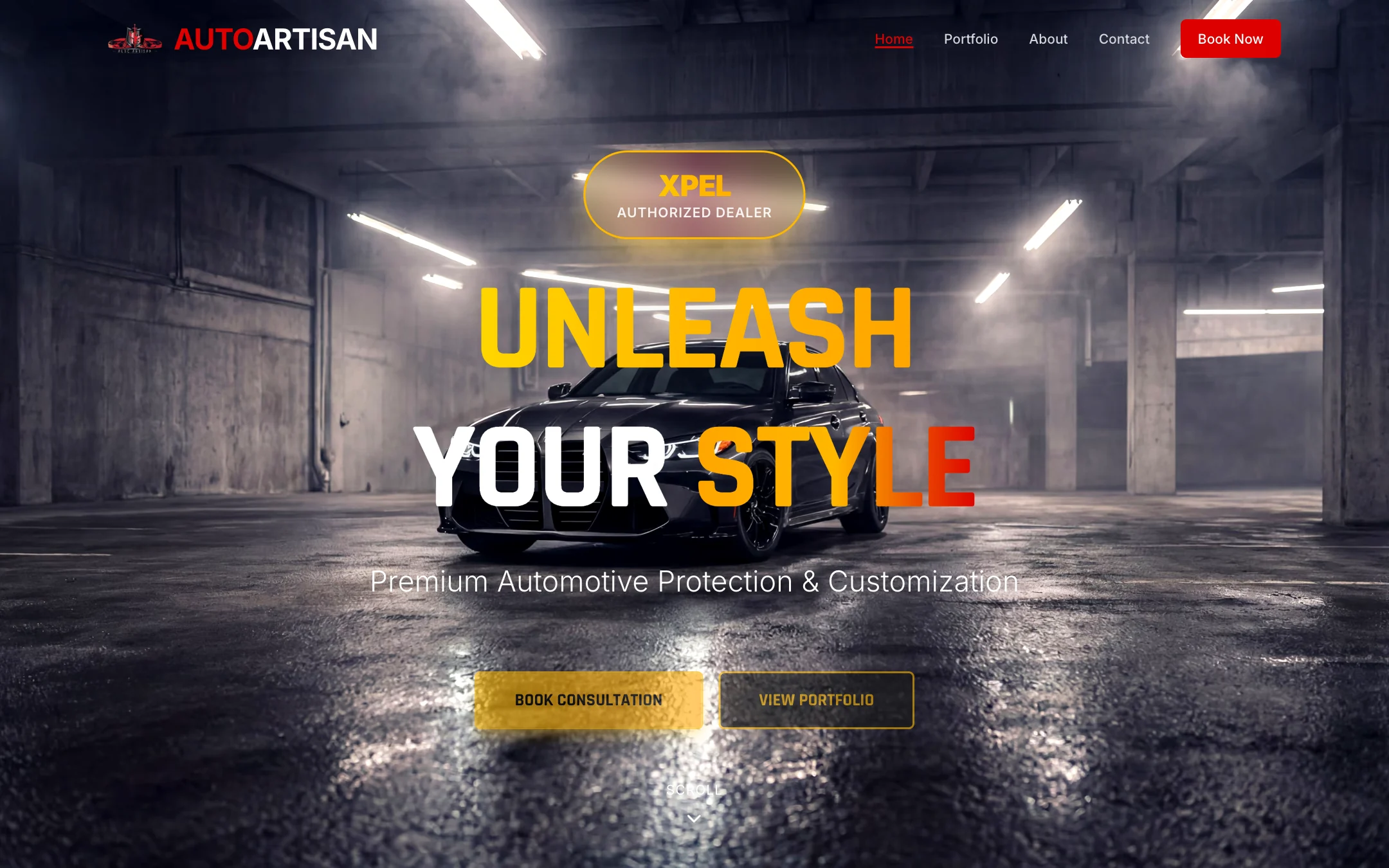 AutoArtisan desktop website — automotive & craftsmanship